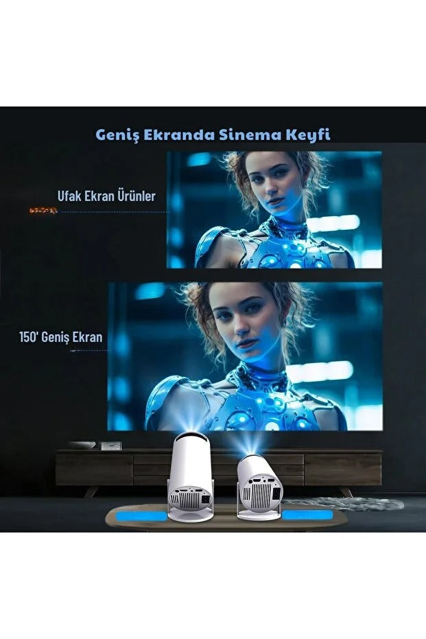 Taşınabilir Akıllı Mini Projeksiyon | WiFi Destekli Android Ev Sinema Cihazı FaceLuna