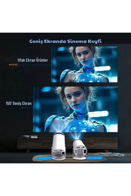 Taşınabilir Akıllı Mini Projeksiyon | WiFi Destekli Android Ev Sinema Cihazı FaceLuna