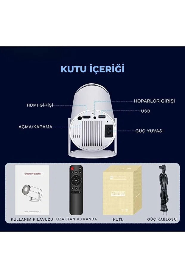 Taşınabilir Akıllı Mini Projeksiyon | WiFi Destekli Android Ev Sinema Cihazı FaceLuna