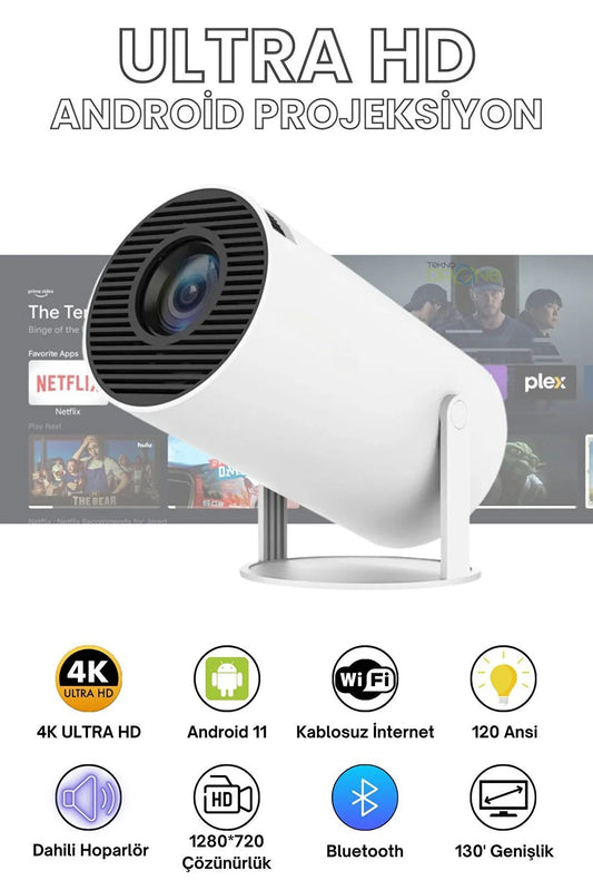Taşınabilir Akıllı Mini Projeksiyon | WiFi Destekli Android Ev Sinema Cihazı FaceLuna